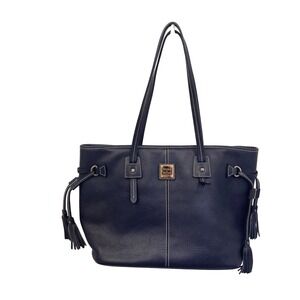 Dooney‎ & Bourke Davis Dark Blue Pebble Leather Satchel Tote preloved 
11x14x6